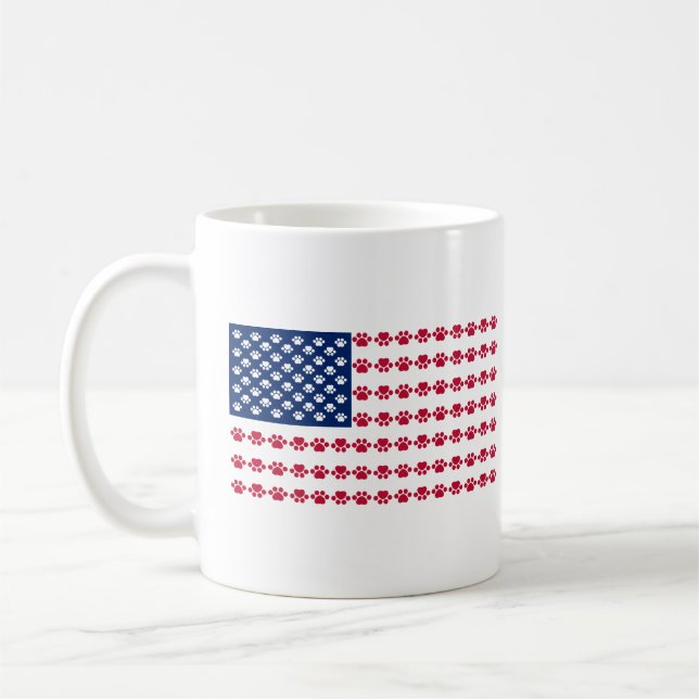Tatzen-Druck-amerikanische Flagge Kaffeetasse (Links)
