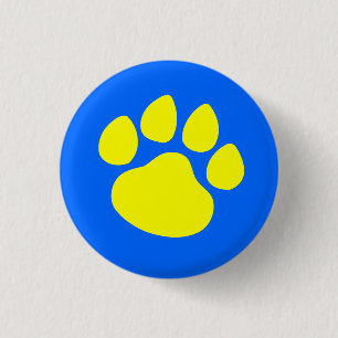 Tatzen-Druck-Gold auf Blau Button