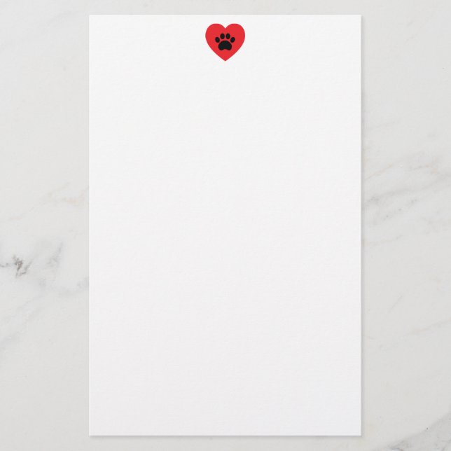 Tatzen-Druck-Herz-Briefpapier Briefpapier (Vorderseite)