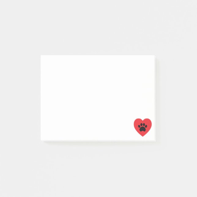 Tatzen-Druck-Herz-Post-Itanmerkungen Post-it Klebezettel (Vorderseite)