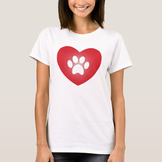 Tatzen-Druck-Herz-T - Shirt (Vorderseite)