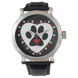 Tatzen-Druck-Liebe-Herz-Armbanduhr Armbanduhr