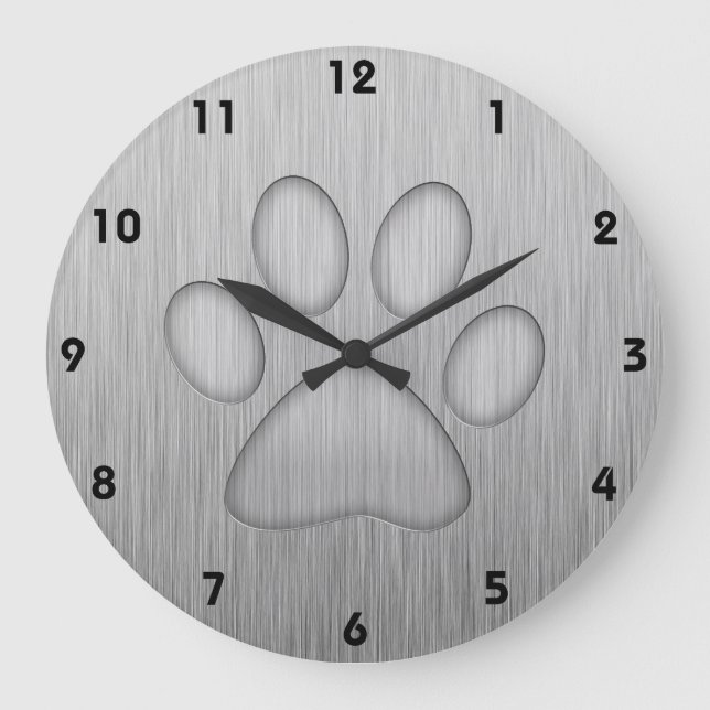 Tatzen-Druck; Metall-Blick Große Wanduhr (Vorderseite)