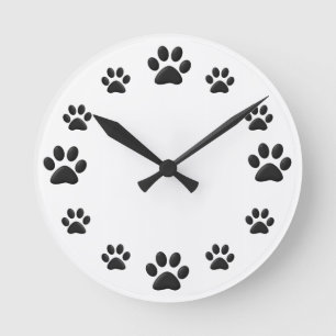 Tatzen-Drucke Runde Wanduhr