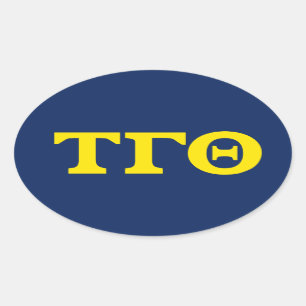 Tau Gamma Theta Oval Stickers - Gelb auf blau