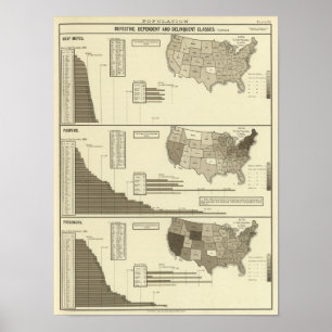 Taub, Arme, statistische Karte der Gefangenen Poster