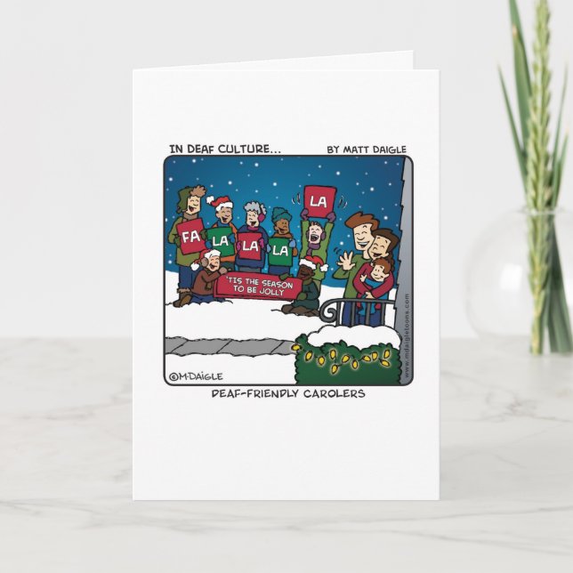 Taub-Freundliche Carolers Feiertagskarte (Vorderseite)