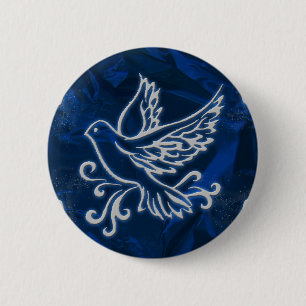 Taube auf blauer Folie Button