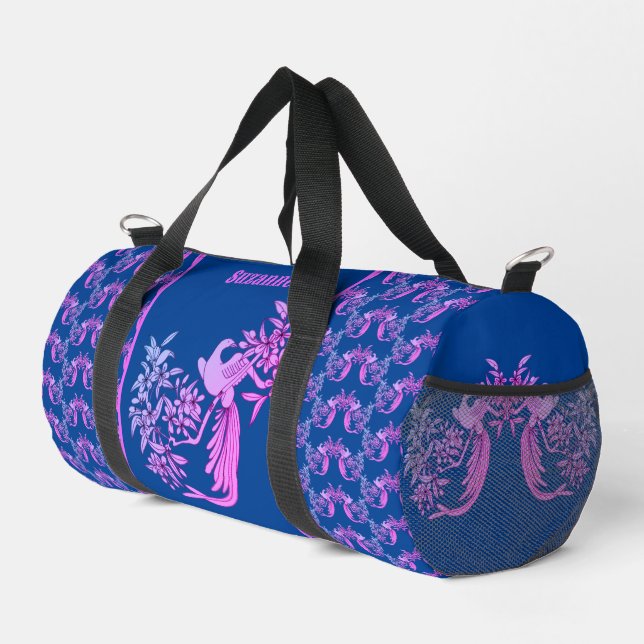 Taube auf Branch Bird Motif Art Personalisiert Duffle Bag (Rechte Ecke)