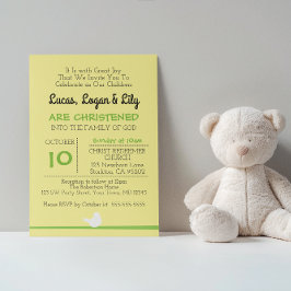 Taube auf Branch Gelb Christening Einladung