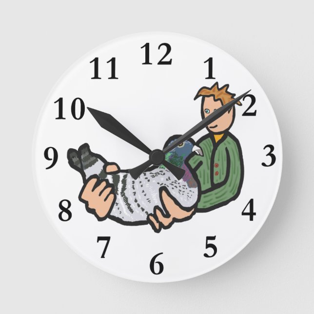 Taube Behaltend Runde Wanduhr (Vorderseite)