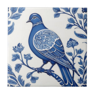 Taube Bird Delft Blau und Weiße Blütentaube Fliese