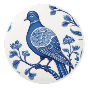 Taube Bird Delft Blau und Weiße Blütentaube Keramikknauf