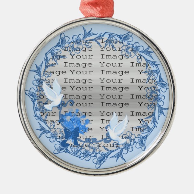 Taube Custom Round Silver Ornament Aus Metall (Vorne)