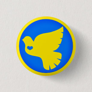 Taube des Friedens - Flagge der Ukraine - Freiheit Button