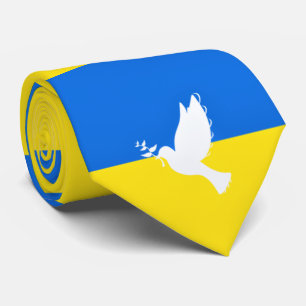 Taube des Friedens Flagge der Ukraine Krawatte - U