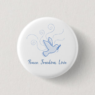 Taube des Friedens. Frieden. Freiheit. Liebe.  Button
