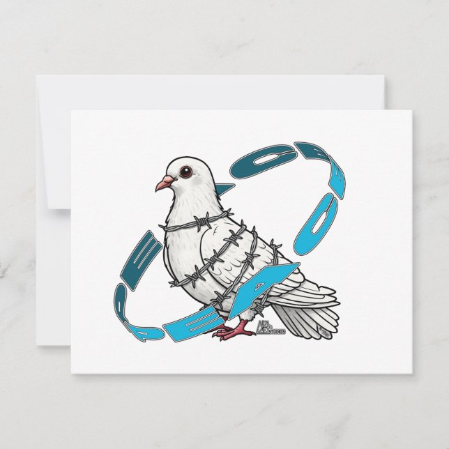 Taube des Friedens in Barbed Wire Embrace Einladung (Vorderseite)