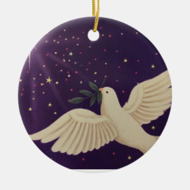 Taube des Friedens Keramik Ornament (Vorne)