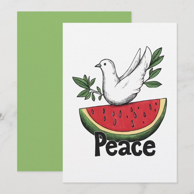 Taube des Friedens und Wassermelone | س ل ا م و ب  Einladung (Vorne/Hinten)