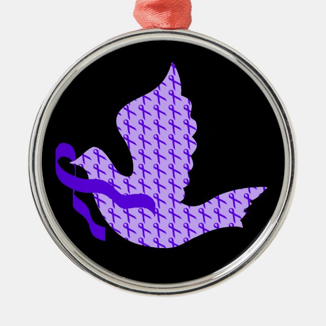 Taube des Hoffnungs-lila Bandes - Alzheimer Ornament Aus Metall (Vorne)