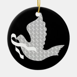 Taube des Hoffnungs-weißen Bandes - Lungenkrebs Keramik Ornament