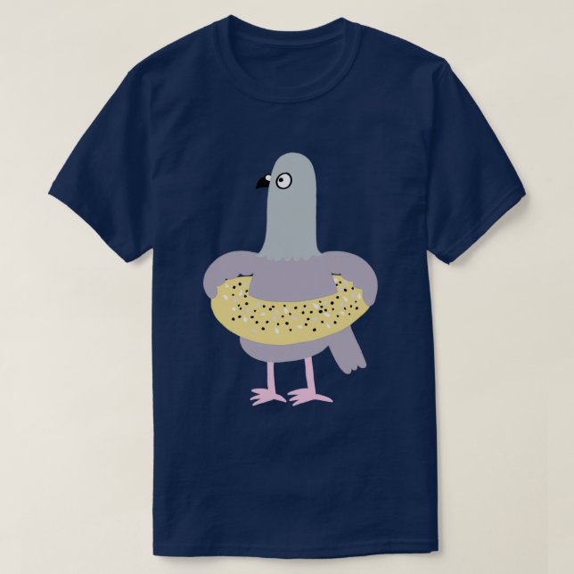 Taube in einem Alles-Bagel T-Shirt (Design vorne)