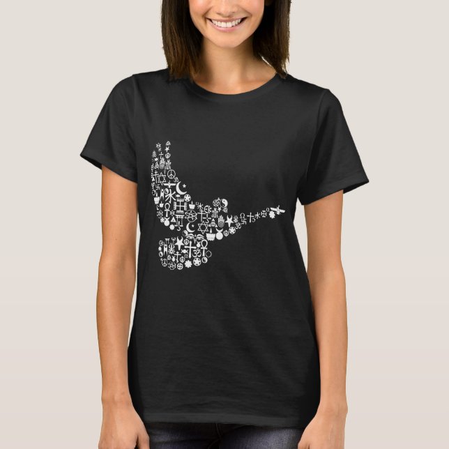 Taube koexistieren Friedenssymbol-Collagenhüften T-Shirt (Vorderseite)