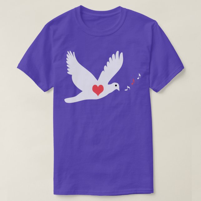 Taube mit einem roten Herz singen 2 T-Shirt (Design vorne)