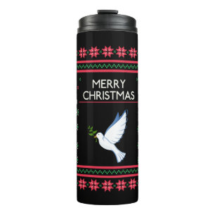 Taube mit Weihnachtsbird Thermosbecher