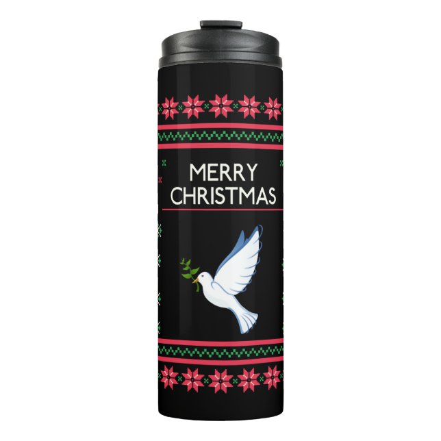 Taube mit Weihnachtsbird Thermosbecher (Vorderseite)