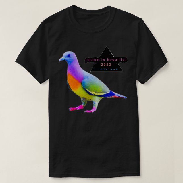 Taube seltsame Farbe blau grün 1 T-Shirt (Design vorne)