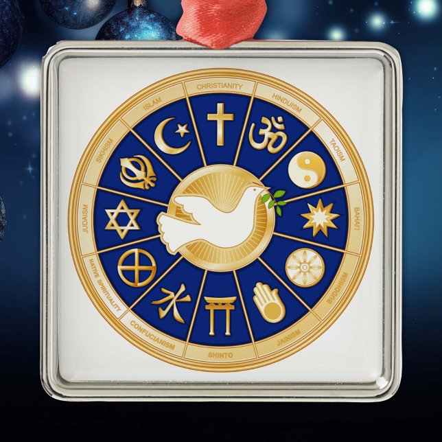 Taube Silbernes Ornament ( The mandala highlights twelve religions that express the global diversity of spiritual beliefs.)