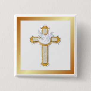Taube und Kreuz Button