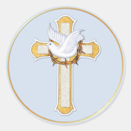 Taube und Kreuz Runder Aufkleber