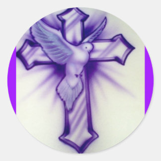 Taube und Kreuz Runder Aufkleber