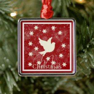 Taube und Schneeflocken Metallornament Ornament Aus Metall