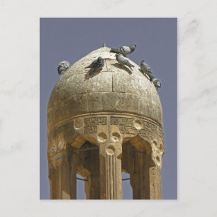 Tauben auf einer Minarett-Postkarte Postkarte
