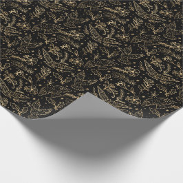 Tauben des Friedens Schwarze Schimmer Gold Foil Bl Geschenkpapier