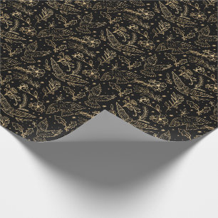 Tauben des Friedens Schwarze Schimmer Gold Foil Bl Geschenkpapier
