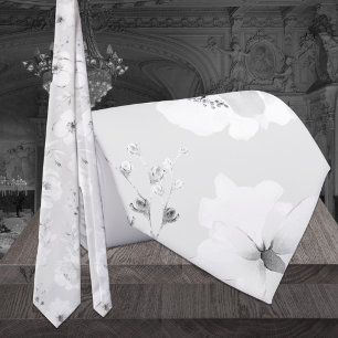Tauben graue auf weißer Garten-Pfingstrosen-Hochze Krawatte
