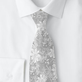 Tauben graue Floral Batik Krawatte