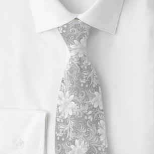 Tauben graue Floral Batik Krawatte