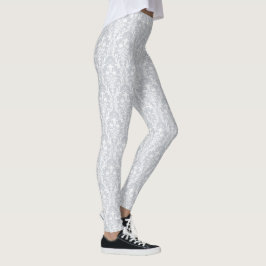 Tauben Graue und weiße Damaskus Wirbel Leggings