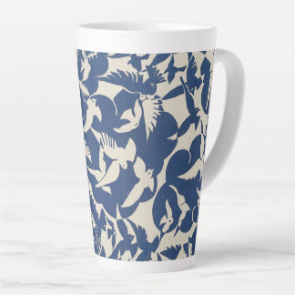 Tauben im Vintagen Vogeldesign in Weiß und Blau Milchtasse