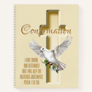 Tauben-Kreuz-Schrift-Bevestigungstaufe Notizbuch