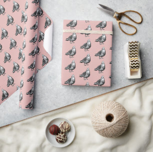 Tauben Kunstwerk Schwarz-Weiß-Vogel-Skizze Geschenkpapier