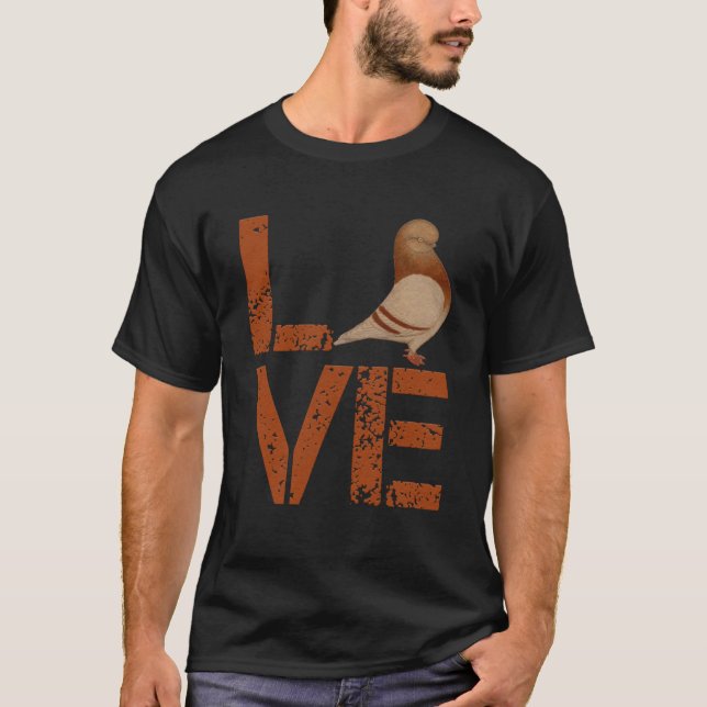 Tauben Liebe English Long Face Tumblers Pigeon Bir T-Shirt (Vorderseite)