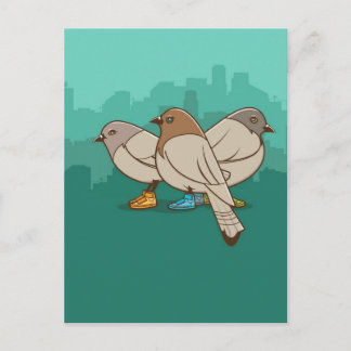 Tauben mit Sneakers Funny Foto Grafik Design Postkarte