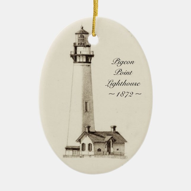 Tauben-Punkt-Leuchtturm-Verzierung Keramik Ornament (Vorne)